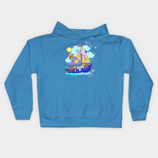 Funny monkeys sailing Kids Hoodie